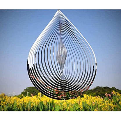 Kexsscai Wind Spinner 3D Stainless Steel Metal Sculptures Decorations, 3D Water Droplets Metal Wind Sculptures & Spinners for Indoor Outdoor Garden Decoration 12inch