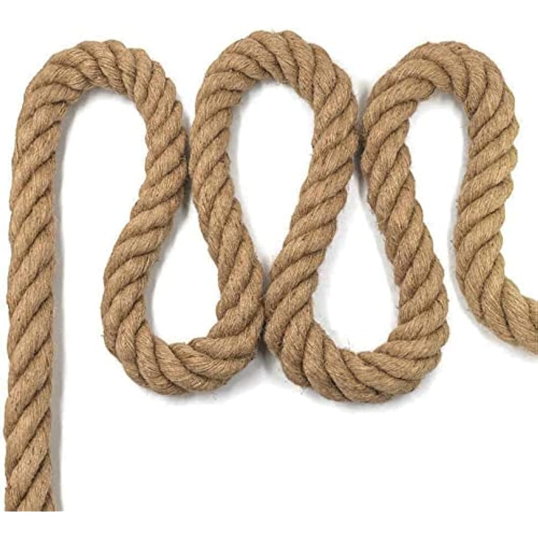 Aoneky 20mm Jute Rope - 8m Heavy Duty 4 Strand Twisted Natural Hemp Rope for Garden, Tug of War, Decking Climbing and DIY Art Idea Decor (20mm /8m)