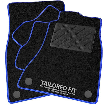 Car Mats FOR BMW 1 Series (F20/F21) 2011-2019 Black Carpet - Blue Ribbed Trim - Black Rectangle Heel Pad [SAPP-1372]