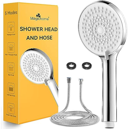 Magichome Shower Head and Hose 2M, Shower Head High Pressure with 5 Modes, Universal Handheld Showerhead to Increase Pressure