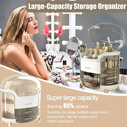 Suyoo Makeup Organiser Storage Box - Cosmetics, Skincare and Beauty Case with Clear Lid Display and Drawers for Dresser & Bathroom, Dust-Proof Waterproof