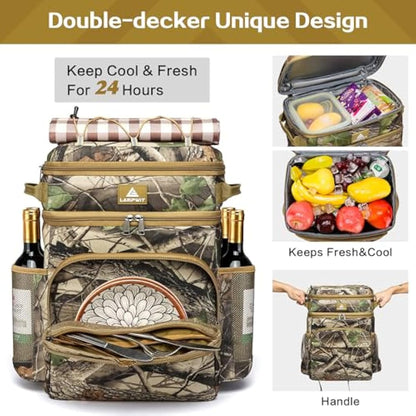 Laripwit Cooler Backpack 54 Cans Insulated Cool Bag Rucksack Leak-Proof Picnic Backpack for Men Women - Perfect Large Soft Cooler Rucksack for Travel, Camping, Lunch, Beach