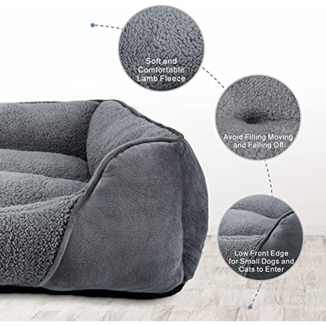 MIXJOY Dog Bed Extra Large Pet Bed, Grey Orthopedic Washable XL Dog Bed with Anti-Slip Bottom, Calming Cat Bed for Labrador, German Shepherd, Golden Retriever, 89×64×23 cm