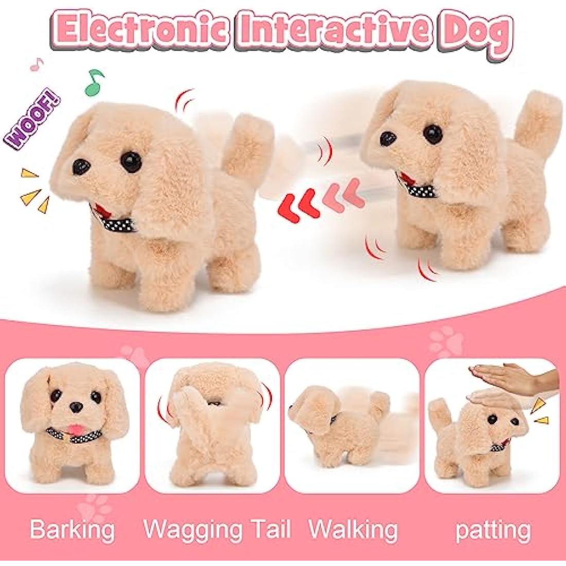 Tacobear Electronic Pets Toy Plush Puppy Dog for Kids, Pet Carrier Grooming and Feeding Playset, Interactive Dog Walking Barking Wagging Tail Educational Toys for Toddler Kids Gift