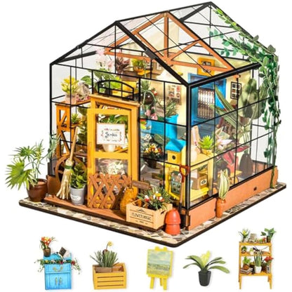 Rolife DIY Miniature Dollhouse Kit 1:24 Scale Wooden Greenhouse Mini House Furniture Women Girls Boys Gift Birthday Christmas Valentine