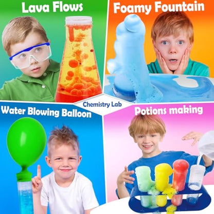 UNGLINGA 60+ Science Experiments Kits for Kids, Boys Girls Toys Gifts Science Lab Activities Educational Project with Chemistry Set, Erupting Volcano