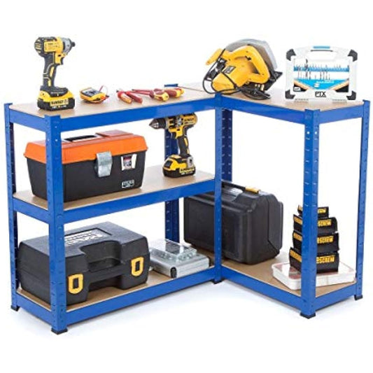 2 Bay Heavy Duty Steel Shelving Garage Racking Unit 150kg per shelf (5 Levels 1500mm H x 750mm W x 300mm D)