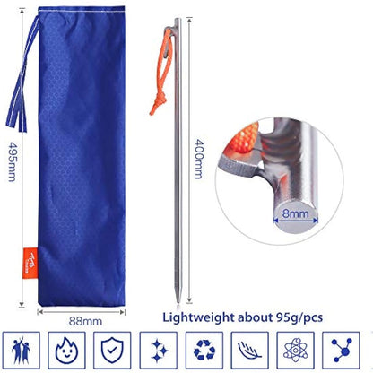 TITO High Strength Titanium alloy tent stakes Tent pegs nail pegs for canopy camping tent DIA 8mm and Length 240mm only 56G