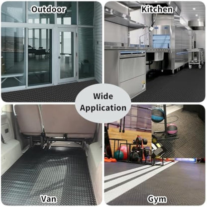 ybaymy Garage Floor Mats, 1 X 5m Waterproof Garage Flooring Matting, Heavy Duty Anti Slip Rubber Mat, Commercial Rubber Matting Roll for Workbench, Kitchen, Gym, Shed Flooring, Van Flooring