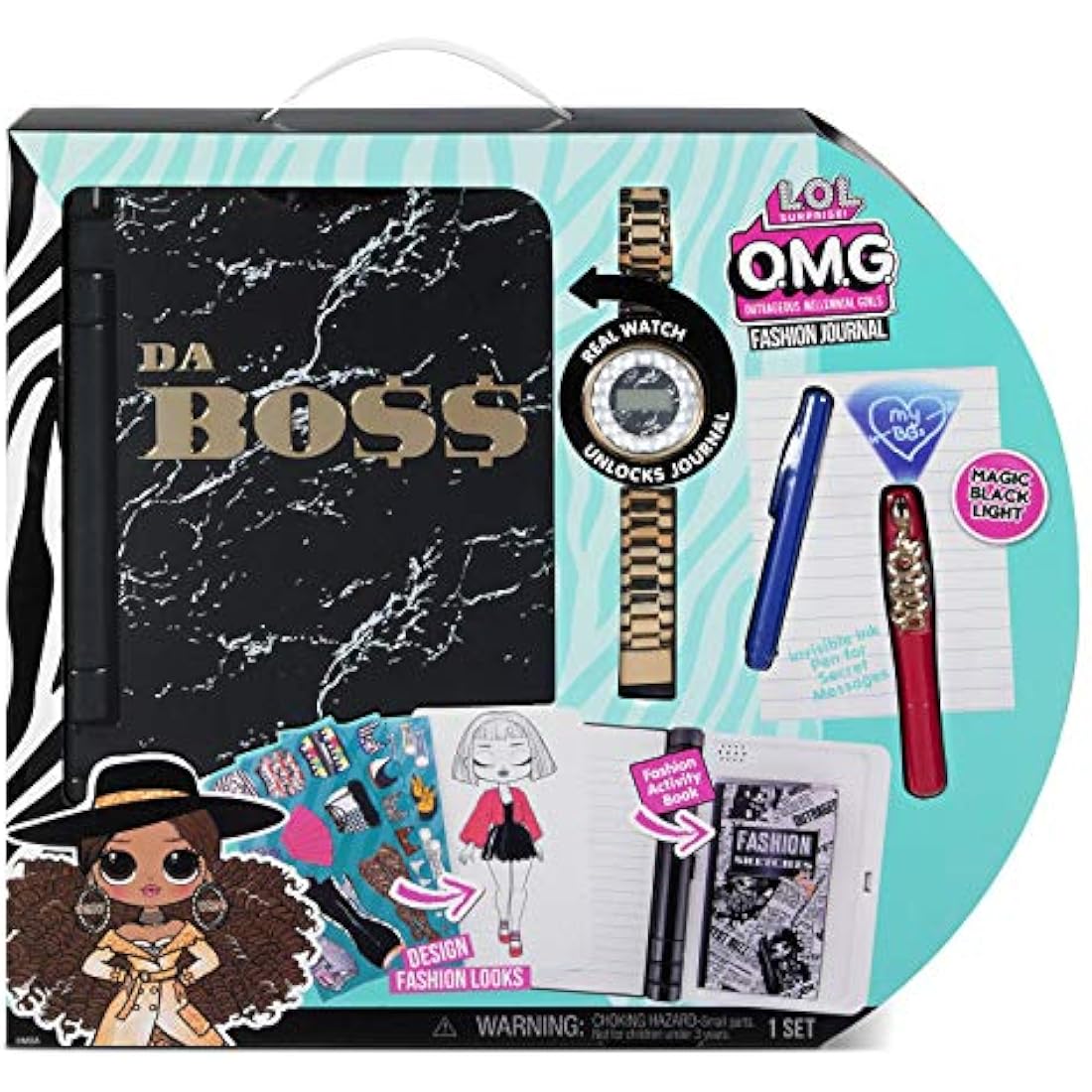 LOL Surprise OMG Fashion Secret Journal - Personal Diary with Invisible Ink Pen, Electronic Password & Watch key