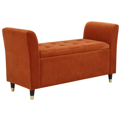 GFW Genoa Russet Fabric Ottoman Window Seat, Velvet Upholstered Storage Bench with Button Tufted Seat, Hidden Storage