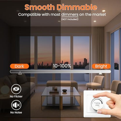 ALUSSO Tilt LED Downlights Dimmable 6W, 540lm Ultra Slim Spotlights 75-78mm, 3CCT Tilt Recessed Lights Warm White 3000K Natural White 4000K Cool White 6500K for Kitchen Living Room, Nickel