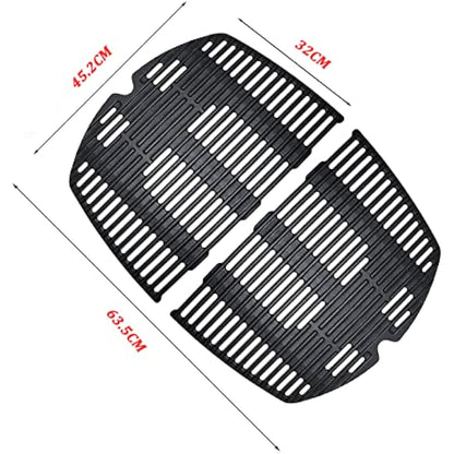 GFTIME 7646 Cast Iron Cooking Grid Grate for Weber Q300 Q320 Q3000 Q3200 Series Gas Grills, Replacement Spare Parts for Weber 7646 7584, (63.5 x 45.2cm in Total), 2 Pack