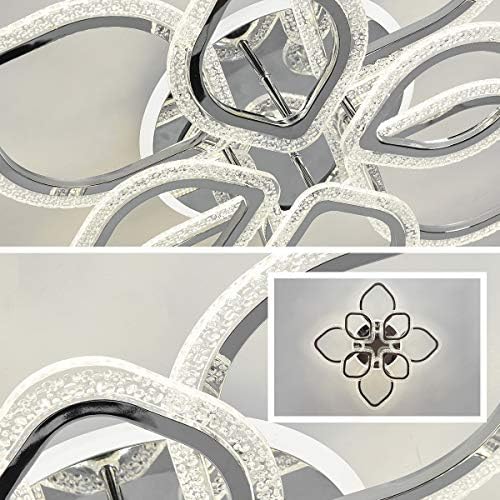 Qcyuui LED Leaf Ceiling Lamp Chandeliers, Modern Flush Mount Ceiling Light 100 W Acrylic Dimming Close to Ceiling Lighting Fixture for Lounge Dining Room Kitchen, with Remote/8-Head