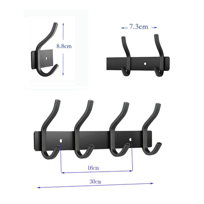 MEIJO Coat Hooks Wall Mounted, Coat Rack Wall Mounted Stainless Steel with 4 Hooks Heavy Duty Coat Hooks for Door, Bedroom, Bathroom, Kitchen