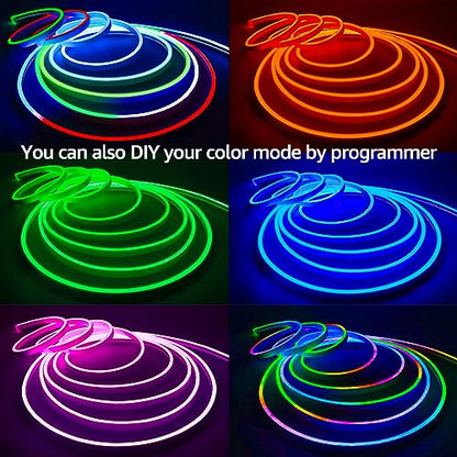 Tesfish 12V WS2811 Neon LED Strip Lights, RGB LED Pixel Strip 5 Meters Flexible IP65 Waterproof Tape Full Color Individually Addressable Smart Light