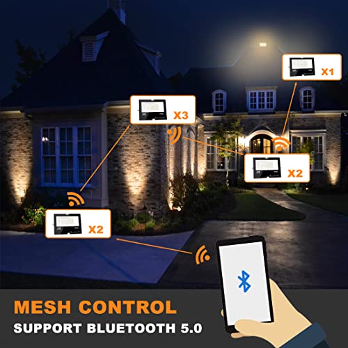 HEKEE LED RGB Floodlights Outdoor, 800W Equivalent, Smart Colour Changing Flood Lights, APP Controlled, Timing, IP66 Waterproof, UK Plug (2 Pack)