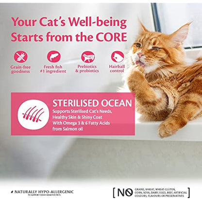 Wellness CORE Sterilised Ocean, 300g, Salmon, Dry Cat Food for Sterilised / Indoor Cats, Grain-Free, High Fish Content, Protein-Rich, Supports Healthy Skin & Shiny Coat
