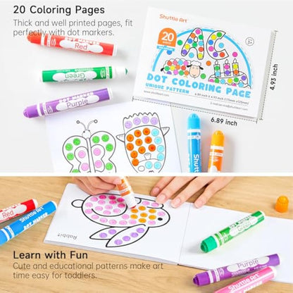 Shuttle Art Bingo Dabbers, 30 Colours Bingo Pens with Activity Book, Washable Dot Markers for Kids Toddlers, Non-Toxic Water Based Markers for Children Preschool Learning
