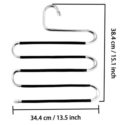 Trouser Hanger,6 Pack Trouser Hangers Space Saving S-Type Clothes Pants Hangers Non-Slip Closet Organizer for Scarfs Jeans Clothes Trousers Towels