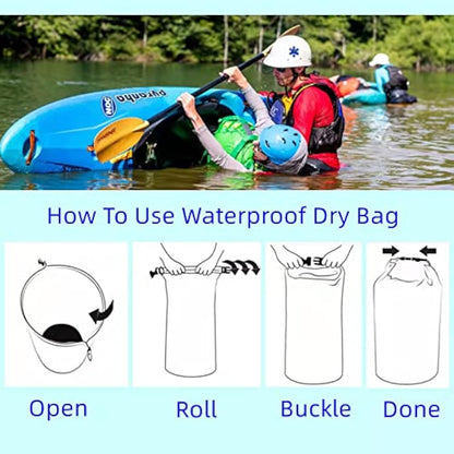 CMC-PROGEAR 10L/20L/40L/70LWaterproof Dry Bag, Lightweight Canoe Bags Storage Bags,Dry Sacks Waterproof Bags for Kayaking Rafting Boating Hiking Camping Travel Fishing Swimming(70L, Navy Green)