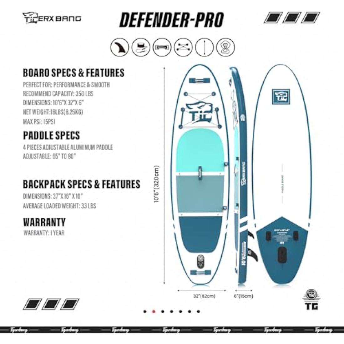 TIGERXBANG Stand Up Paddle Boards 10'6" x 32" x 6"丨10' x 31" x 6" with Premium SUP Board Accessories, Inflatable Paddle Boards for Adults/Kids Stand Up PaddleBoarding