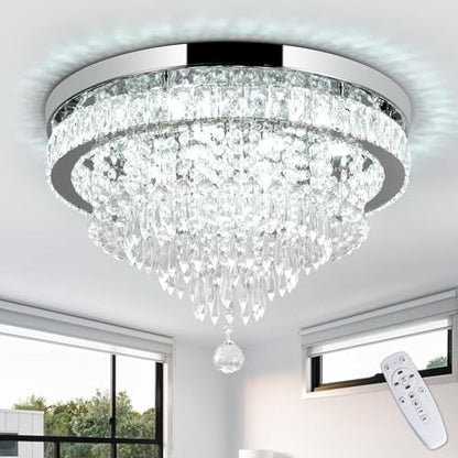 RHEAFON Dimmable Chandelier Crystal Ceiling Light with Remote Crystal Chandeliers Modern Chandelier Ceiling Light for Living Room Bedroom Hallway Home Studio