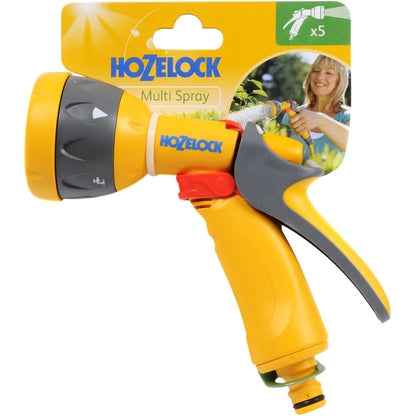 HOZELOCK - Multi-Jet Spray Gun : Ideal for Daily Use, Multi-tasking Gun, Locking Function and Flow Control, 5 Patterns: Cone, Jet, Fast Fill, Fine Rose Flat [2676P0000]
