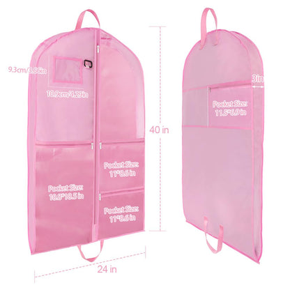 OSDUE Clothes Covers, 40 inch WaterproofHanging Garment Bags with 5 Zipper Pocket and ID Slot Pockets Foldable Kids Dance Costume Garment Bag Travel