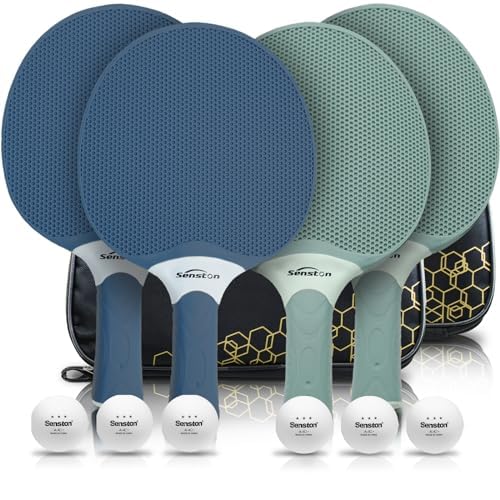 Senston Table Tennis Rackets Set,Professional Ping Pong Paddle Set for 4 Players, Composite Rubber Ping Pong Paddle, Indoor or outdoor games.