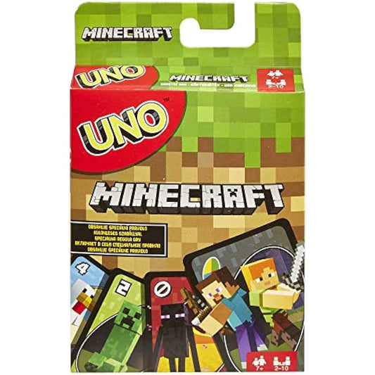 Mattel Games UNO Minecraft, Collectible Card Deck with 112 Cards, Card Game for Family Game Night, Use as Travel Game, Engaging Gift for Kids, 2 to 10 Players, Ages 7 and Up, FPD61