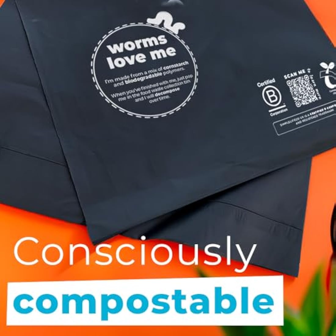 Simplelifeco UK Eco Friendly Compostable Mailing Bags (Medium: 12 x 16”, Pack of 25) - Compostable Mailers - Postage Bags - Eco Friendly Packaging