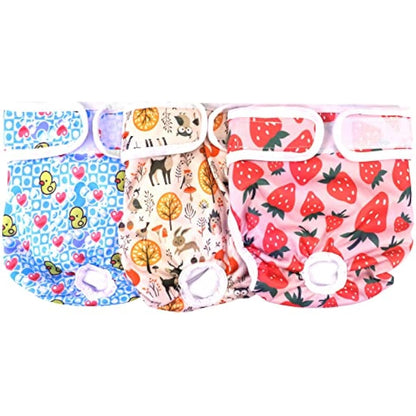 Medo 3 Packs Reusable Dog Nappies, Super Absorbent Washable Dog Diapers Puppy Sanitary Wraps Panties for Female Pet Incontinence and Long Travels 60-70 cm/23.5-27.6 inch (XL), pink+blue+yellow