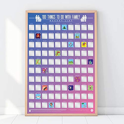 Gift Republic 100 Things To Do With Family Bucket List Scratch Poster, multi-color, 42.00 x 59.00 cms