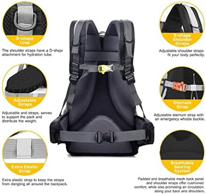 Hiking Backpack Unisex Trekking Backpack Outdoor Sports Rucksack Men and Women,Backpack for Camping Traveling Climbing Mountaineering College Rucksack with Waterproof Rain Cover