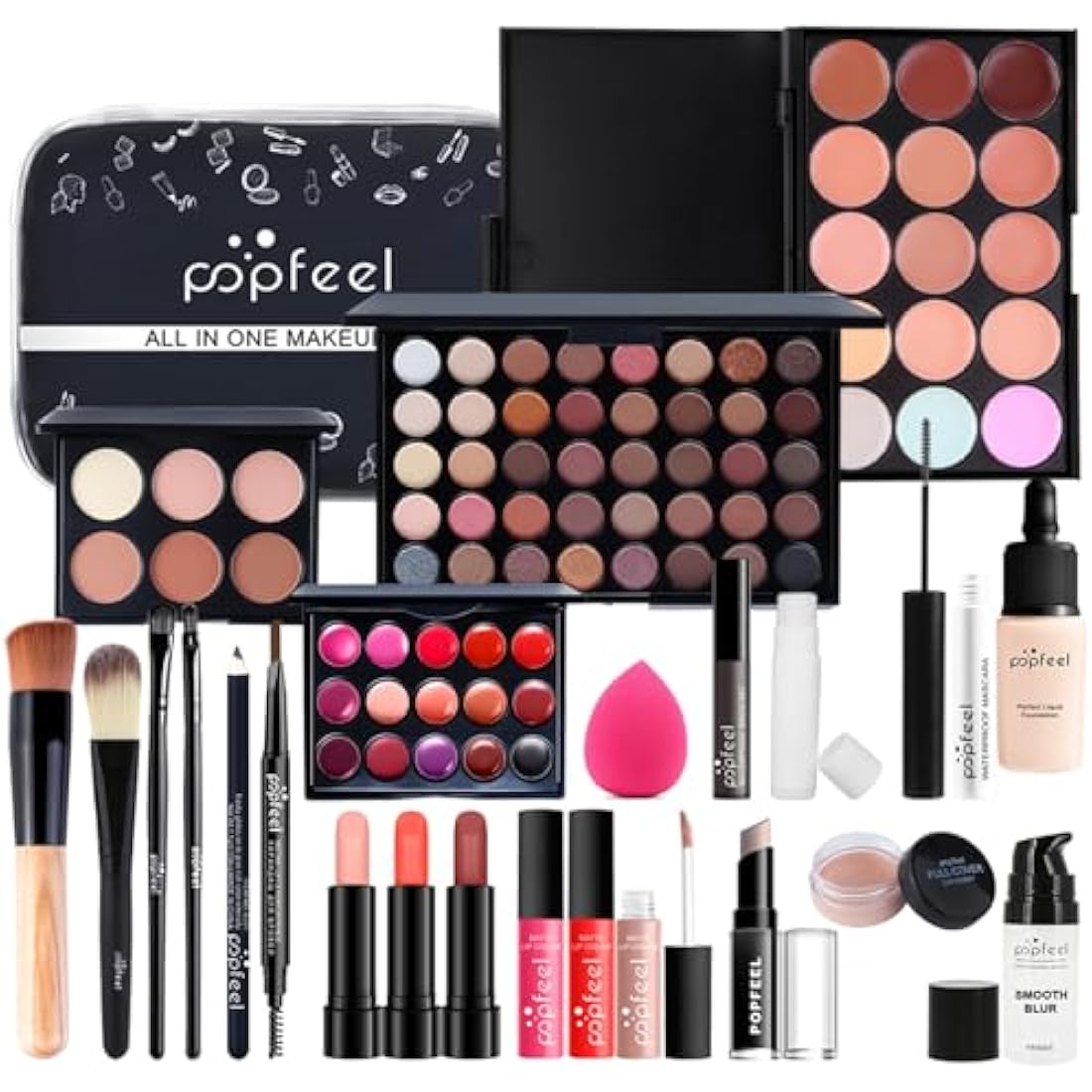 FantasyDay All-in-one Makeup Set Gift Surprise | Full Makeup Kit for Women Cosmetic Essential Starter Bundle Include Eyeshadow Palette Lipstick Blush Foundation Concealer Face Powder Lipgloss Brush