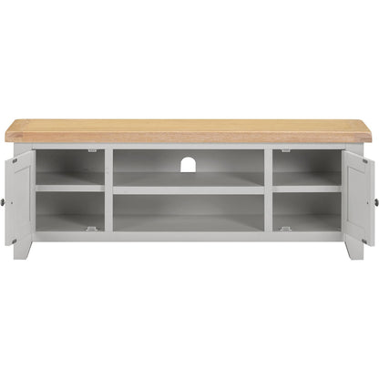 Seconique Windsor Straight Tv Unit in Pebble Grey/Oak