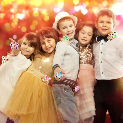 Mikulala Christmas Party Bag Fillers for Kids 24 Pack Light up Rings Back to School Gifts LED Party Favours Glow in The Dark Party Supplies for Kids Birthday Party Prizes