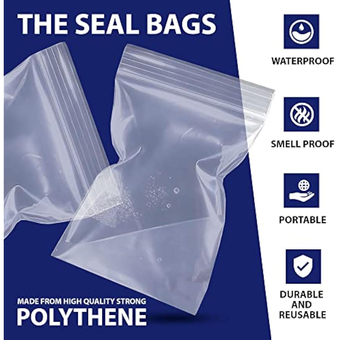100 Grip Seal Bags 13" x 18" | Reusable Strong Zip Lock | Clear Resealable Plastic Bags | Polythene Packaging for Food Storage, Jewellery - by Sabco (13" x 18")