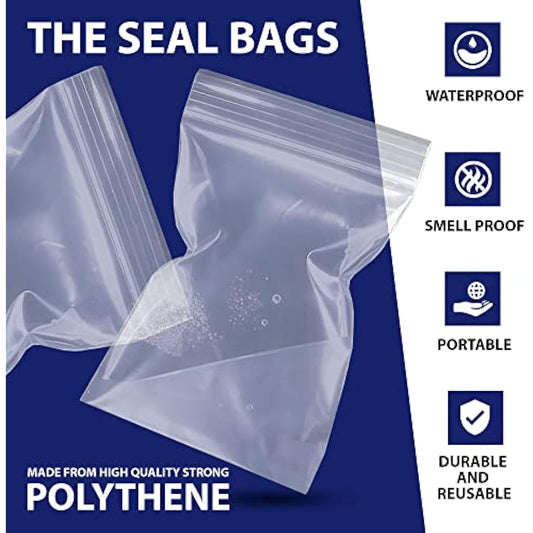 100 Grip Seal Bags 13" x 18" | Reusable Strong Zip Lock | Clear Resealable Plastic Bags | Polythene Packaging for Food Storage, Jewellery - by Sabco (13" x 18")