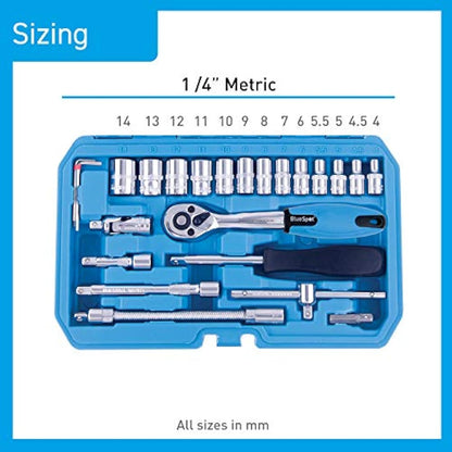 BlueSpot 01530 46 PCE 1/4" Drive Socket Set