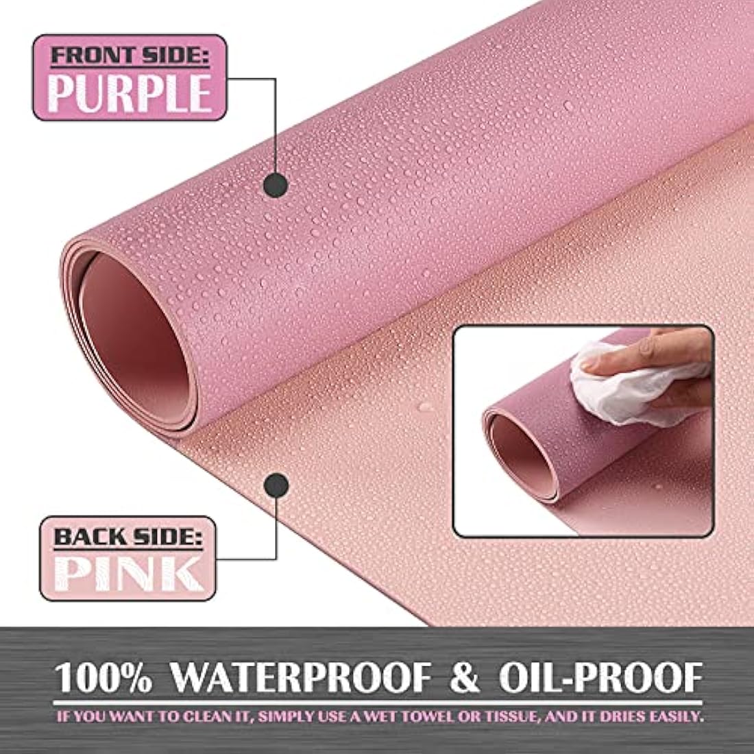 K KNODEL Small Office Leather Desk Mat, Mouse and Keyboard Pad, Computer and Laptop Mat, Desktop Protector and Cover, Writing Pad and Blotter (60x35cm, Purple)