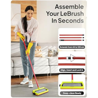 LeBRUSH 2.0 Pet Hair Broom for Carpet for Short & Long Cat, Dog Fur | Remover for Carpet & Couch, Pet Hair Rake, Dog Fur Remover