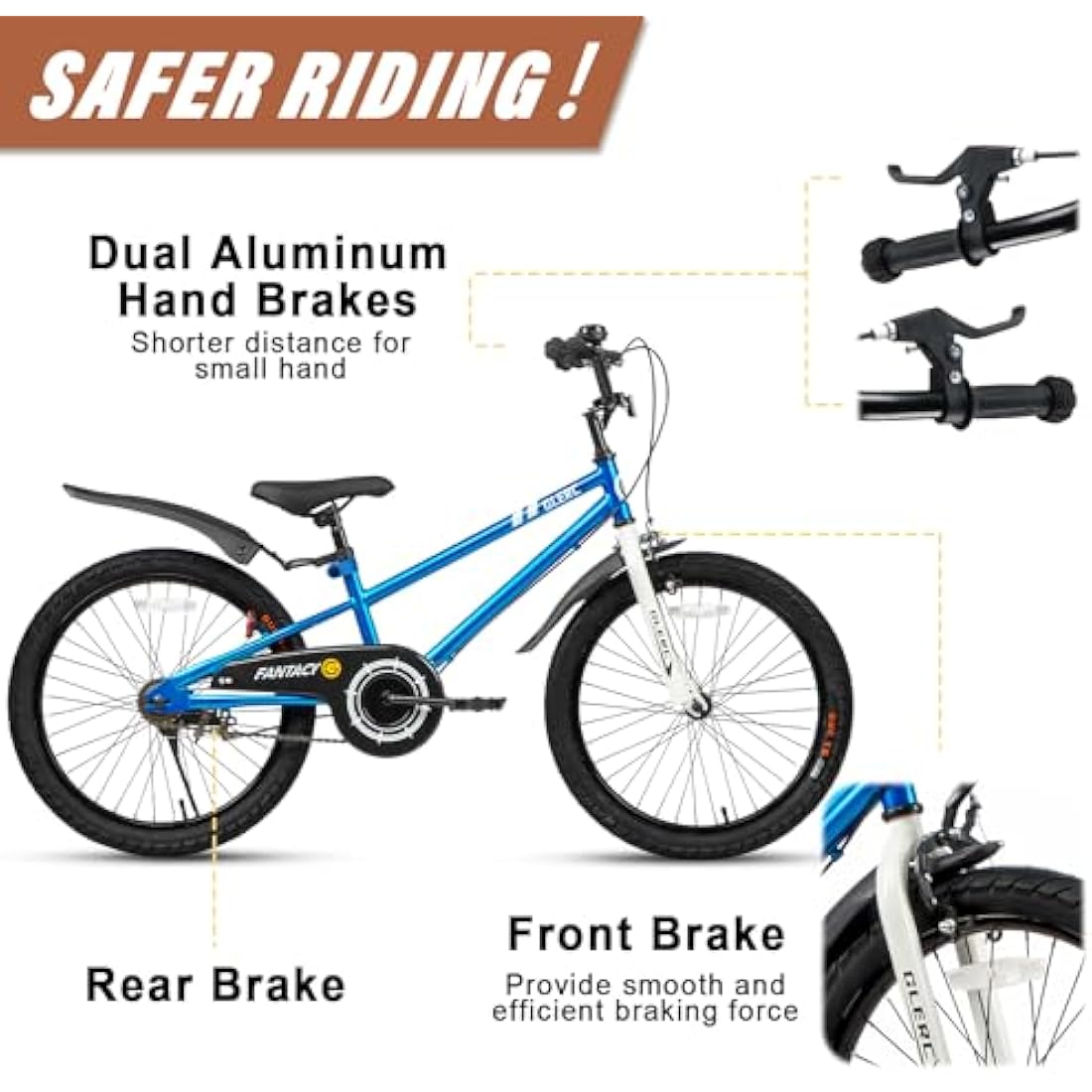 Glerc Fantacy 20 Inch Kids Bike for 2-14 Years Old Boys Girls with Water Bottle Holder & Stabilisers, Multiple Colors