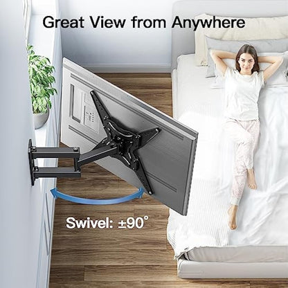 PERLESMITH TV Wall Bracket Swivel Tilt Extend, Universal Wall Mount for 26-60 Inch Flat/Curved TVs, Adjustable TV Brackets Hold up to 35 KG Max.VESA 400x400 mm