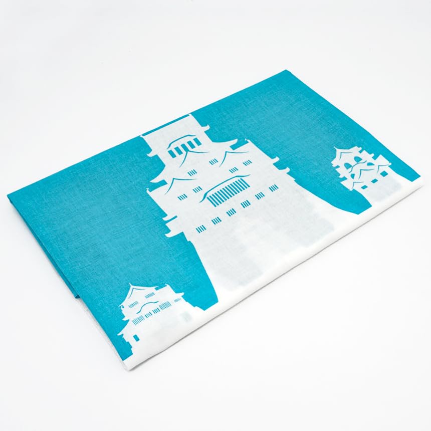 [Nippon Castle Tour] Tenugui Hand Towel, Existing 12 Tenshu Castles, Sengoku Historical National Treasures, 5 Castles, World Heritage (White x Asagi))