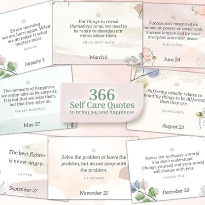 MESMOS 366 Daily Self Care Quotes Mindfulness Perpetual Calendar, Cute Office Desk Decor Women, Desk Decorations Accessories for Women Office, Motivational & Inspirational Teacher Appreciation Gifts