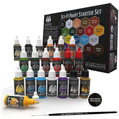 Grinning Gargoyle - Sci-Fi Miniature Paint Set - Paints for Miniatures - 20x Assorted 18ml Colours with a Paint Brush - Science Fiction Paints Starter - Warpaint for Marines and Aliens