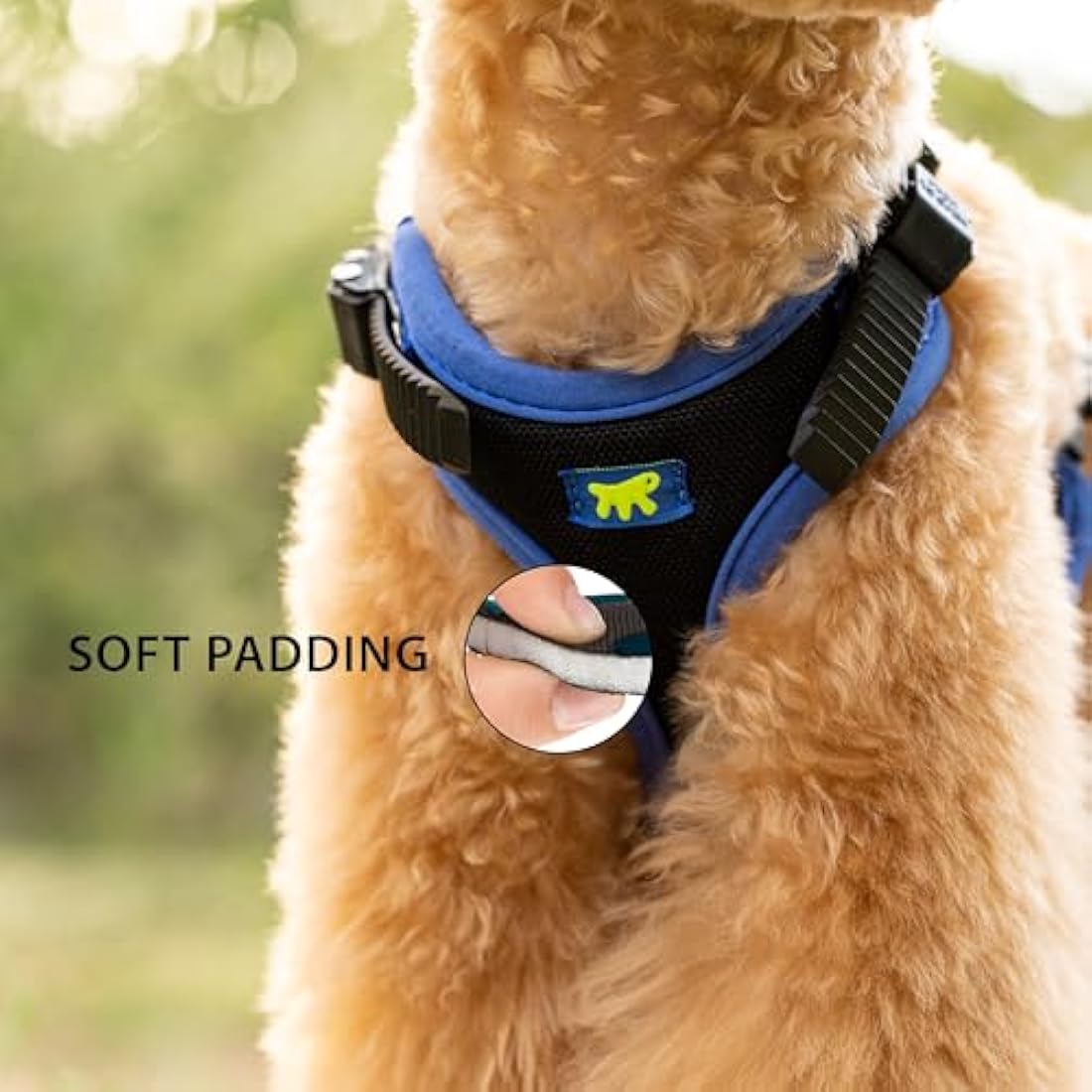 Ferplast Medium Size Dog Harness ERGOCOMFORT MEDIUM, Adjustable Dog Harness, Comfortable, Padded, Double Micro-adjustment Closure, Quick Release, Blue