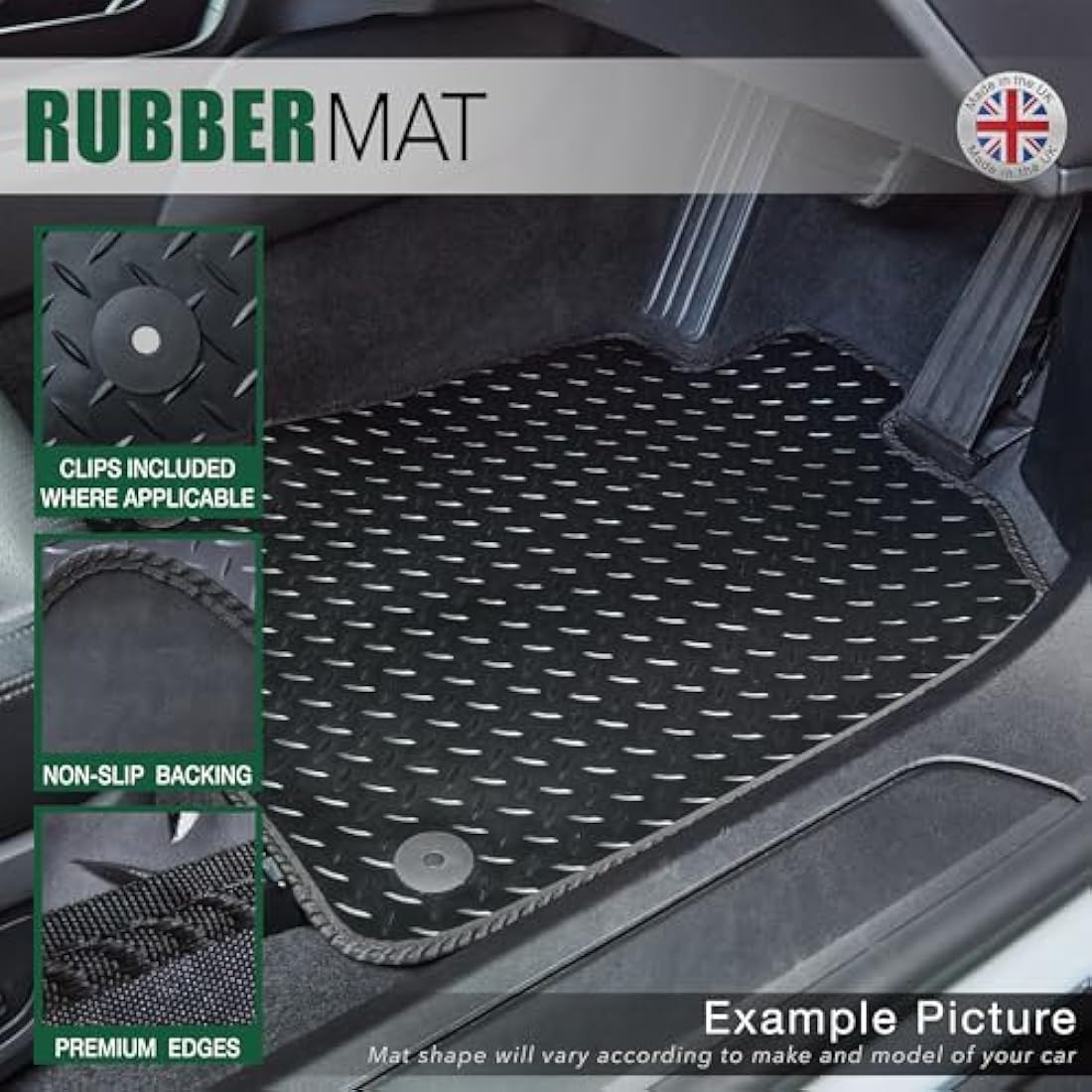 GCM - Car Floor Mats for Honda CR-V 2012-2018 Full Coverage Floor Protection - Anti Slip & Fit Rubber Car Mats with Clips Easy to Clean Heavy Duty for All-Weather- Red Edging, Rubber